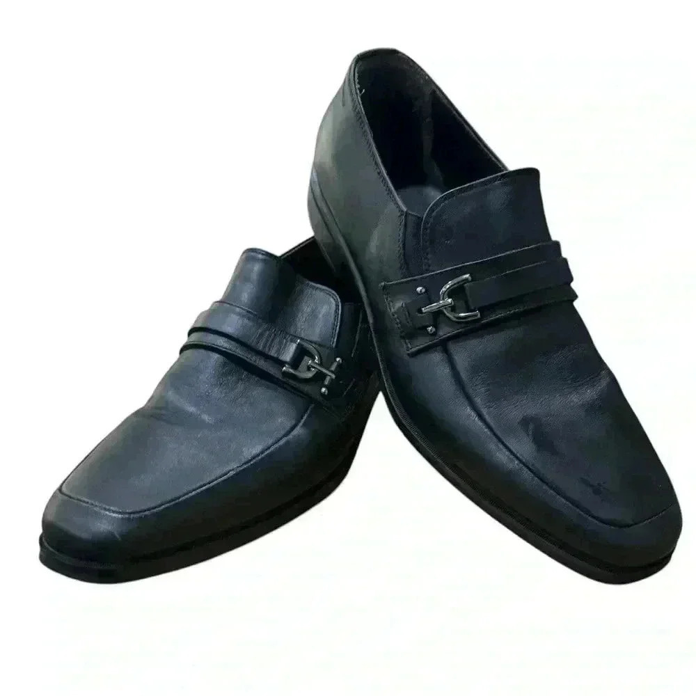 Bruno Magli Pitto Mens Black Leather Loafers & Slip Ons Casual Shoes 9.5 EUC - Picture 2 of 14